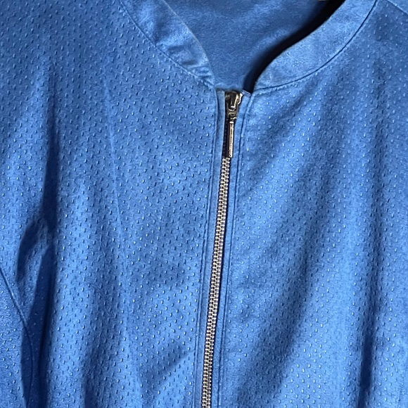 Halston -faux suede bomber style jacket with lining 20 Royal Blue quiet luxury - Picture 5 of 7